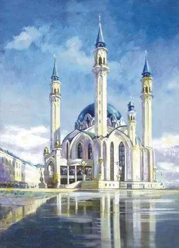 Алмазная мозаика Мечеть Кул-Шариф LE022, на подрамнике 30x40, полная выкладка из круглых страз